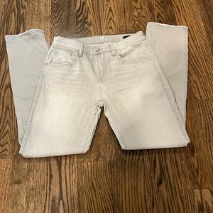 7 For All Mankind light gray distressed relaxed skinny jean size 25w